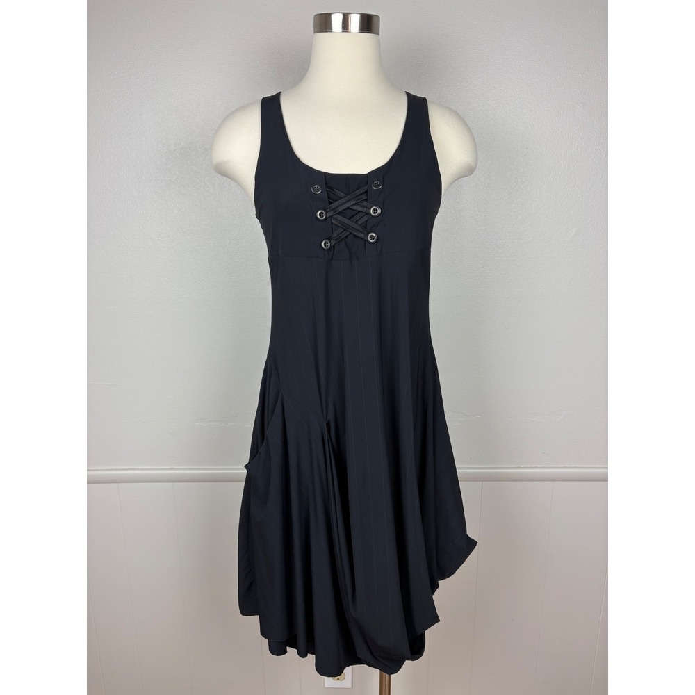 Sunlight‎ Paris Nova Black Dress Size M Made in France Sleeveless Asymmetrical